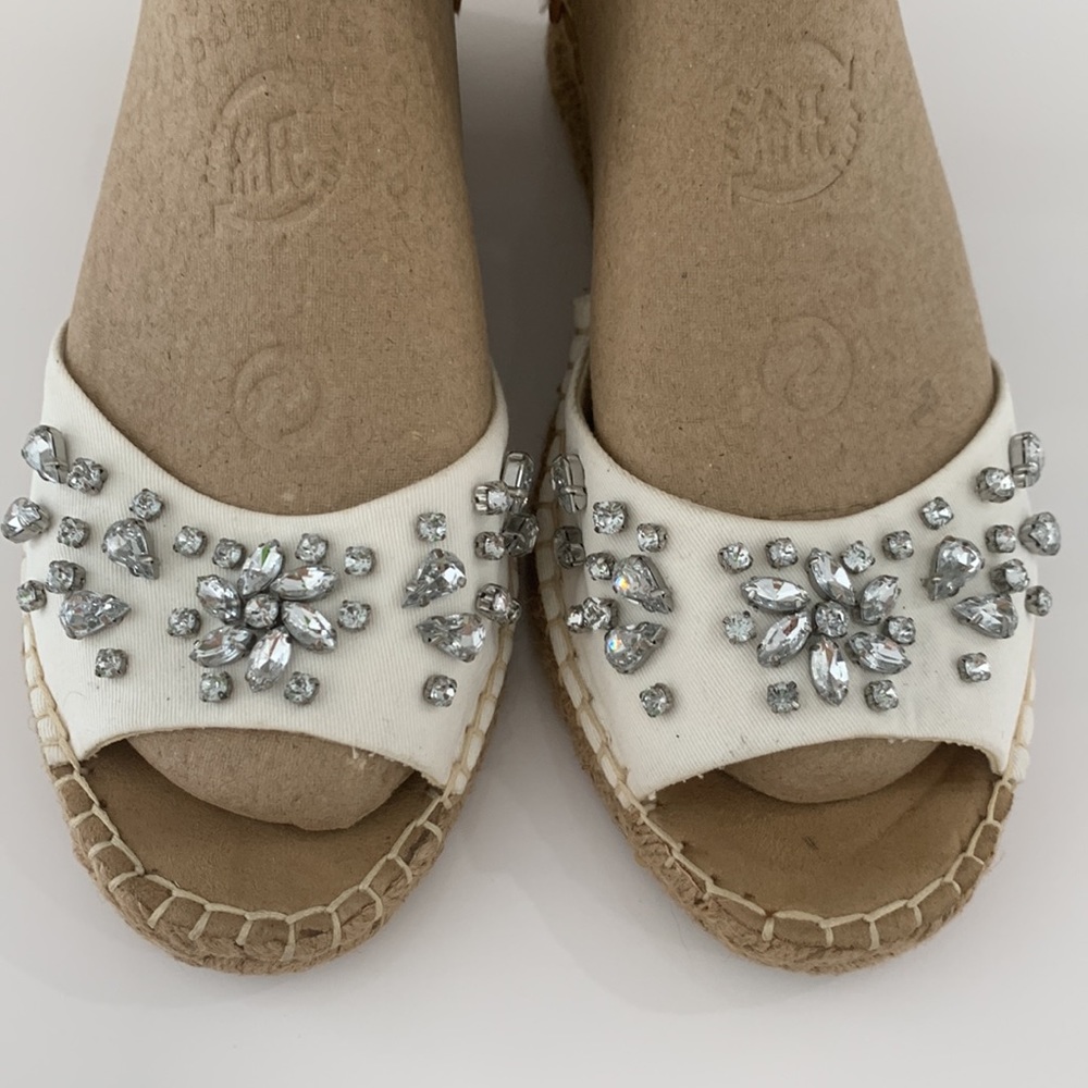 White Mountain Natural Rhinestone Wedges/Espadrilles size 9.5